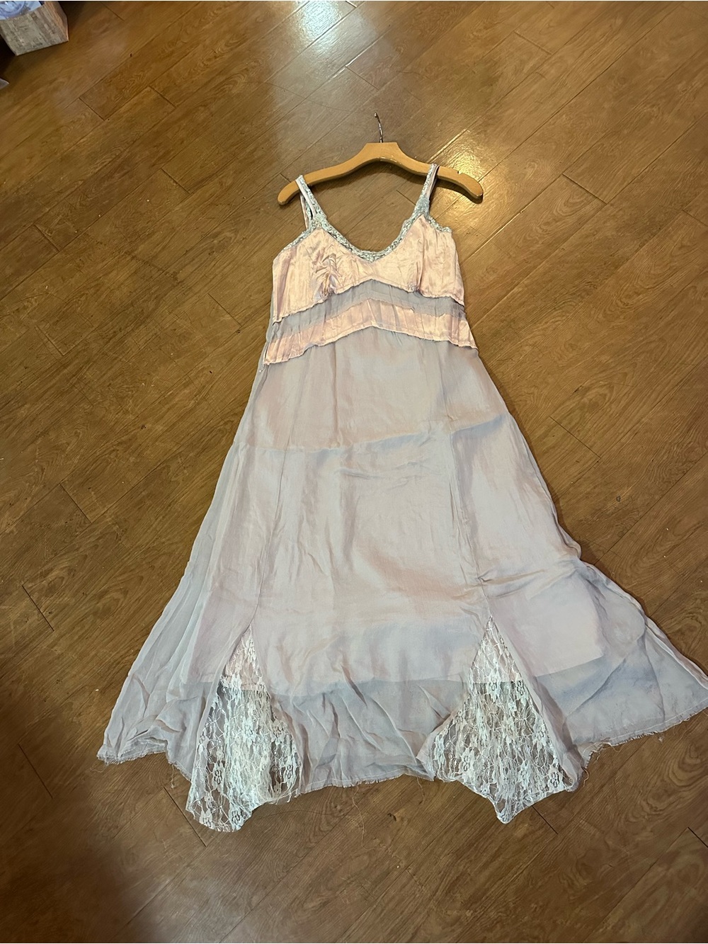 Blush Silk Lace Slip Dress  Med